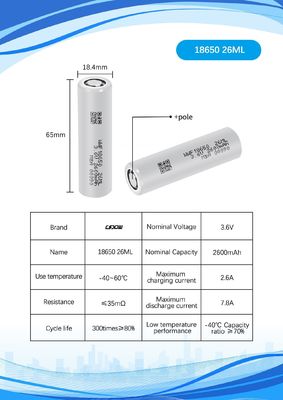 -40 ° Cylinder lithium ion pin UN38.3 nhiệt độ thấp pin sạc