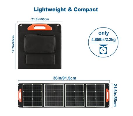 Bảng năng lượng mặt trời gấp silic monocrystalline 200W để dễ dàng lưu trữ và vận chuyển