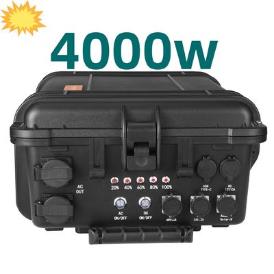 Trạm điện di động 4000W với tất cả các ổ cắm đầu ra AC và pin lithium LiFePO4