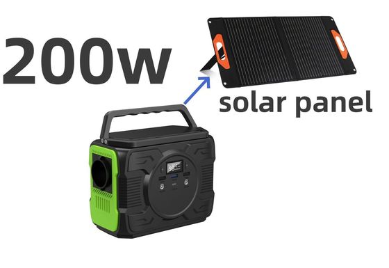 Trạm điện di động ngoài trời với 200W AC Output Sản xuất pin mặt trời sạc và đèn LED