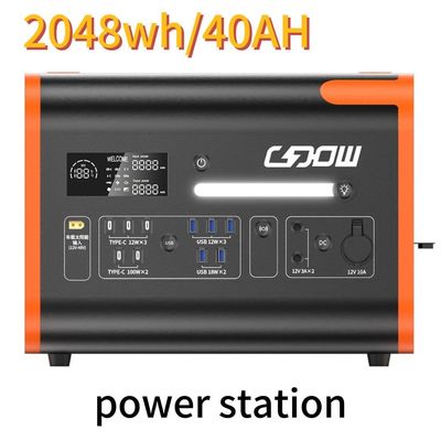 AC Pure Sine Wave 2200W/2048wh Trạm điện di động cho chuyến đi cắm trại gia đình ngoài trời