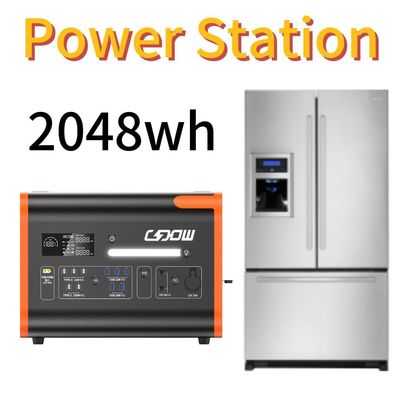 2048wh 2200W Động cơ điện năng lượng mặt trời lưu trữ năng lượng di động với Inverter sóng sinus tinh khiết