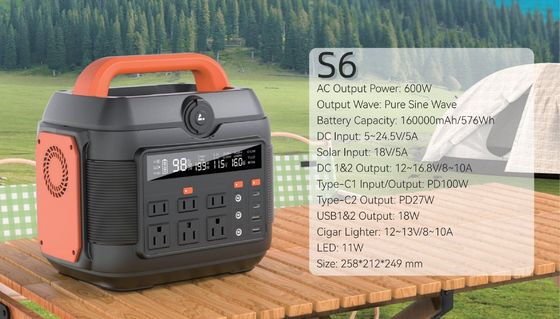 600W/576wh Trạm điện khẩn cấp cho giải pháp cung cấp điện ngoài trời và nhà
