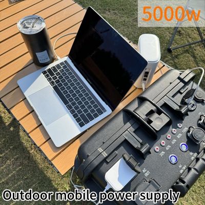 Nhà ngoài trời AC LiFePO4 Máy phát điện mặt trời 5000W Nhà máy điện màu đen bởi ODM / OEM