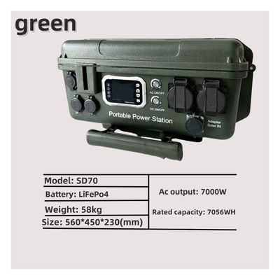 Điện ngâm đầu ra AC EU/Jp/Us/Za/UK/Au Nhà máy điện di động 7000W để sạc nhiều giai đoạn