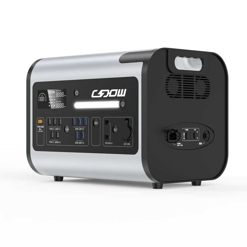 LiFePO4 Lưu trữ năng lượng Điện năng AC/DC Máy phát năng lượng mặt trời 2200W 110V-220V Trạm điện di động