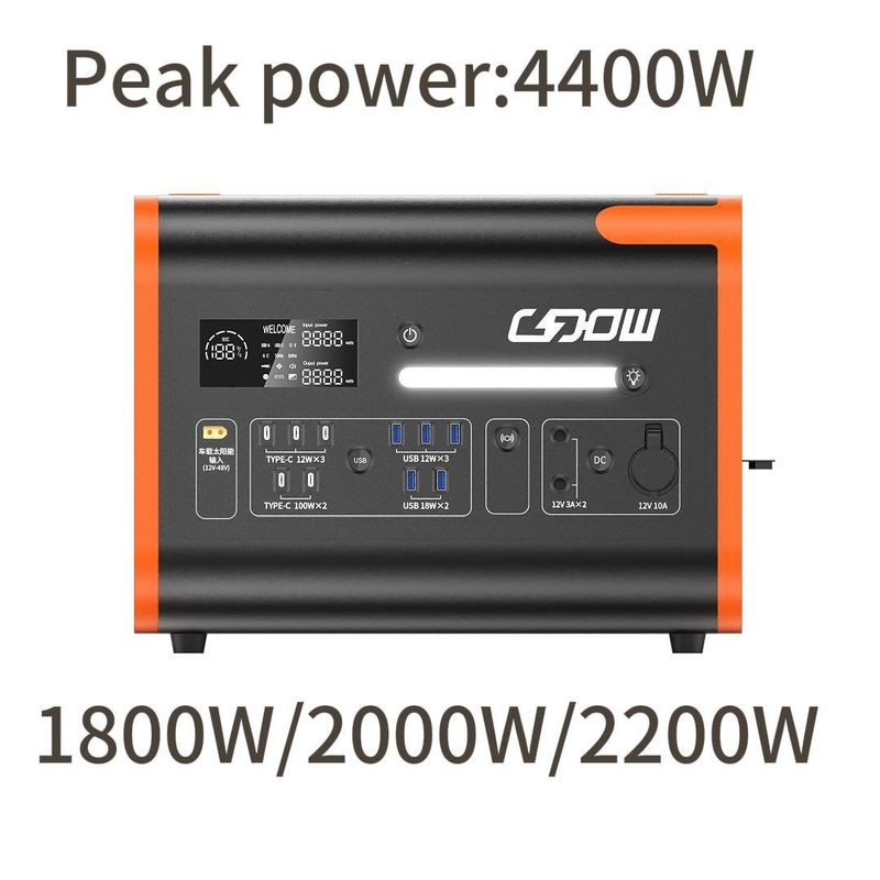 Nhà máy điện tấm pin mặt trời 2200W Máy phát điện di động với AC/DC 230V Output Power Bank