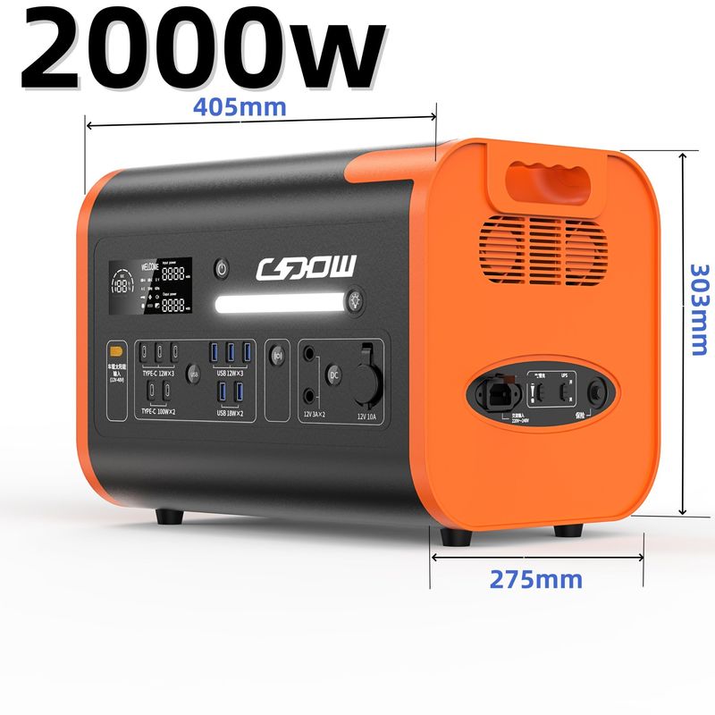 All Socket Type 2000W Energy Storage Generator di động để sạc USB và năng lượng mặt trời