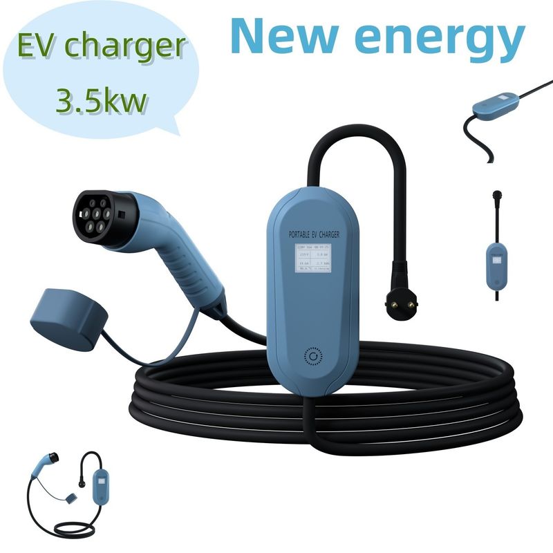 Trạm sạc EV di động màu xanh dương 3.5kw Bộ sạc EV di động cho sử dụng bên đường