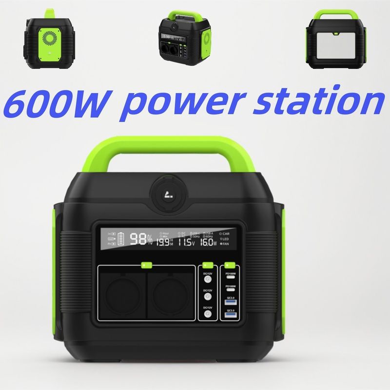 Máy phát điện di động di động 600W tái chế cho cắm trại ngoài trời và lưu trữ năng lượng mặt trời