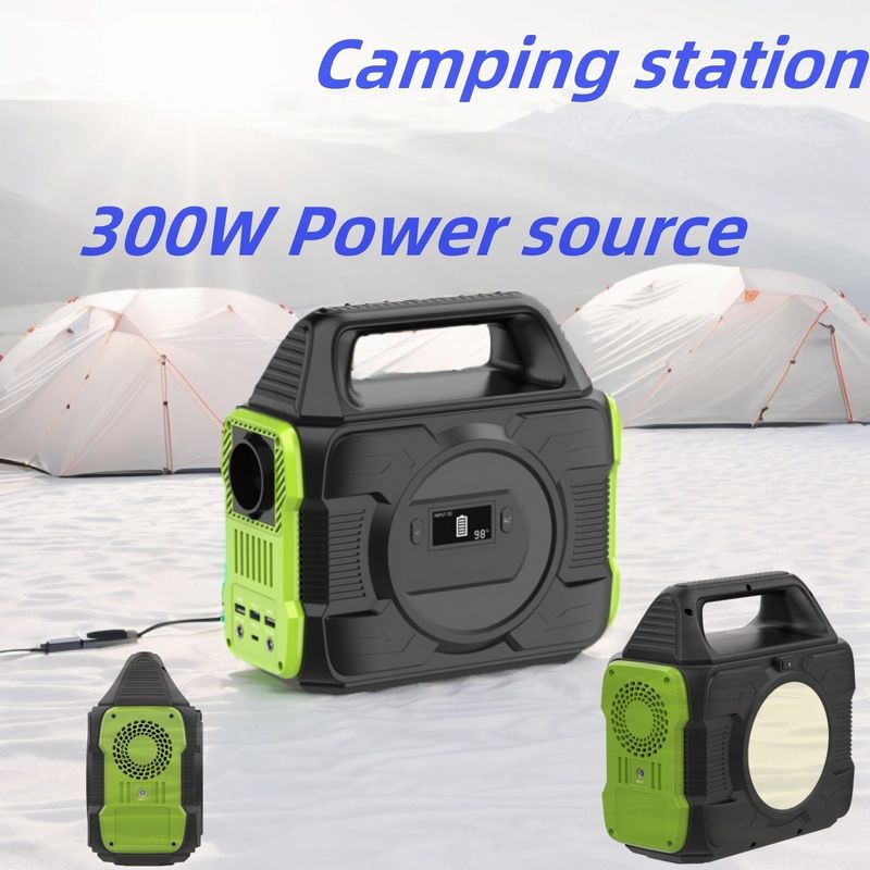 Bộ pin lithium ngoài trời 300W Máy phát năng lượng mặt trời sạc lại AC DC loại C pin điện dự phòng khẩn cấp Trạm điện mặt trời di động