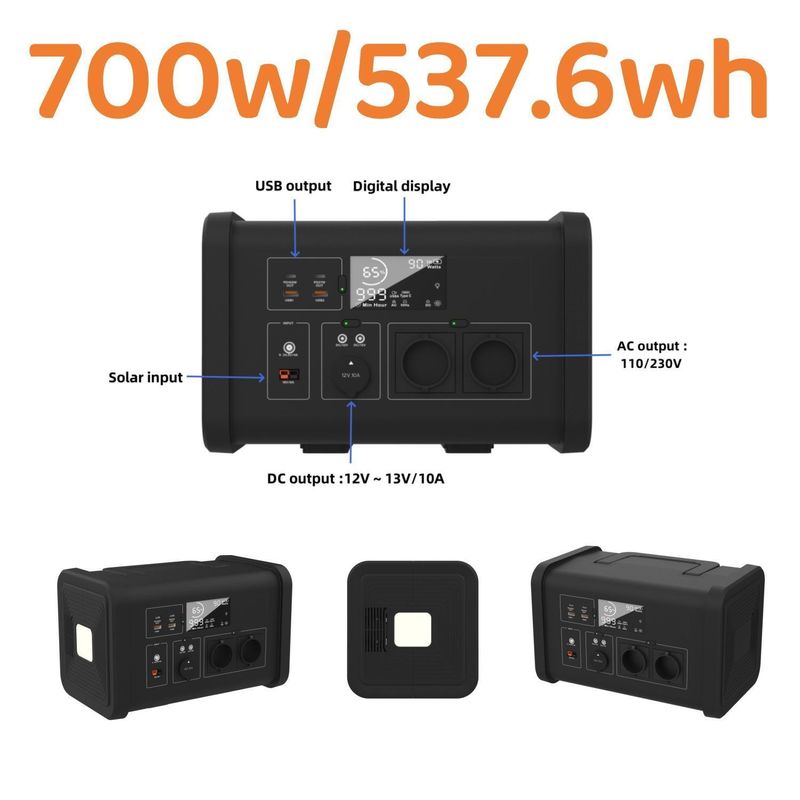18V/6A Max Input Solar 700W Off-Grid Solar Generator cho nhà máy điện mặt trời di động