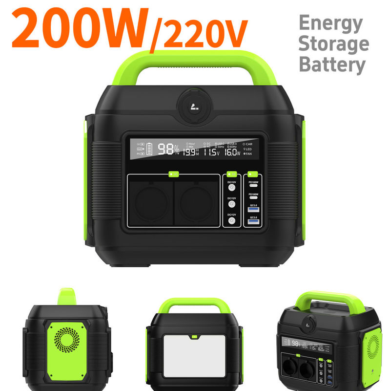DC1 2 đầu ra 12V-16.8V/6A 200W Nhà máy điện di động Máy phát năng lượng mặt trời cho cắm trại
