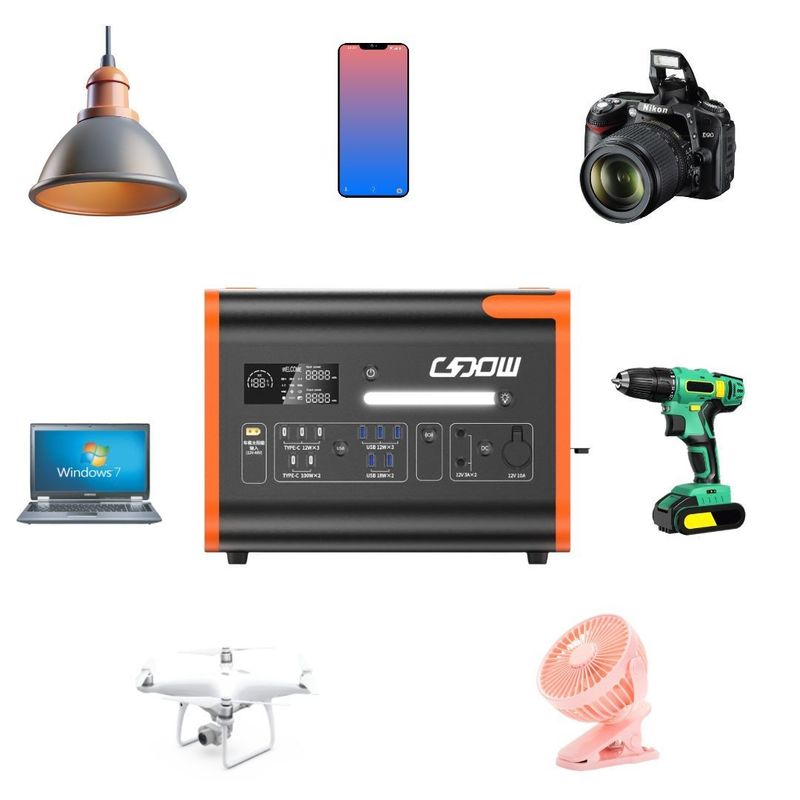 Điện lực di động đầu vào năng lượng mặt trời 800W Nhà máy điện khẩn cấp ngoài trời với công suất đỉnh 4400W
