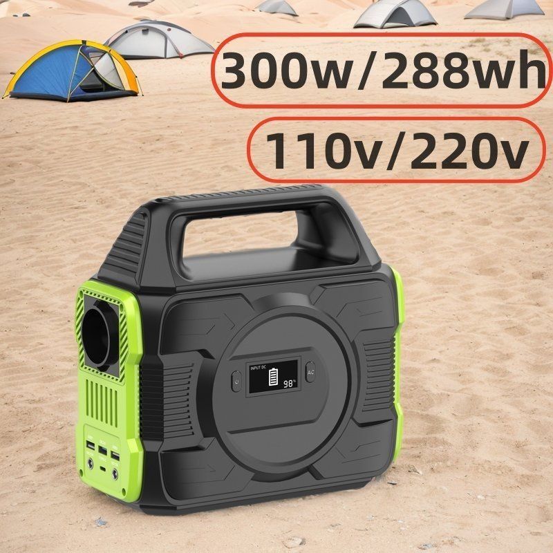 288wh Nhà máy điện di động với 300W Động thái sóng sinus tinh khiết và pin lithium