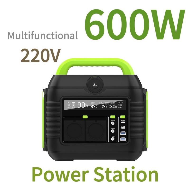 Nhà máy điện di động 600W với chúng tôi ổ cắm AC và tiết lộ màn hình tinh thể lỏng