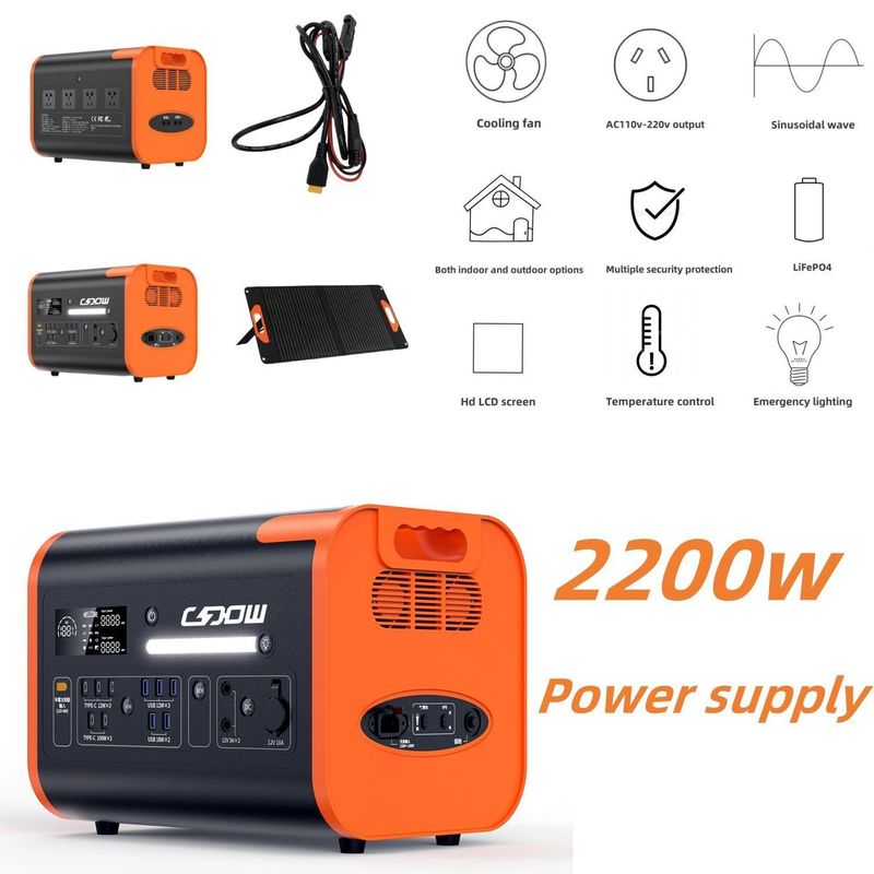 Máy phát năng lượng mặt trời sạc pin lithium 2200W cho trạm khẩn cấp và di động