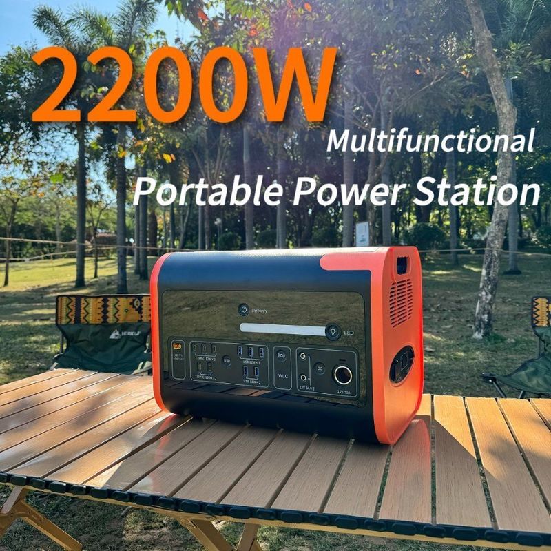 2200W Đường điện di động DC AC đầu ra và 2000wh đầu vào năng lượng mặt trời cho cắm trại ngoài trời