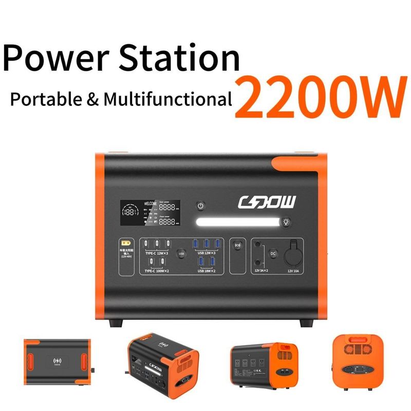 Thời gian sạc 90 phút Máy phát năng lượng mặt trời công suất cao 2200W cho nhà máy điện di động