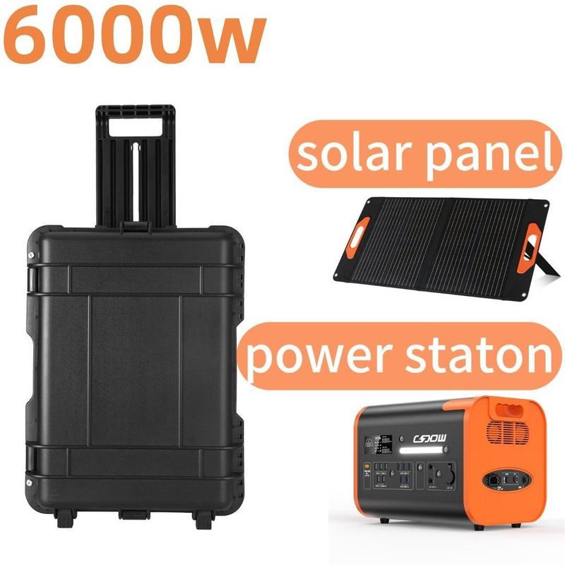 110V 220V Lưu trữ điện năng cao 6000W Nhà máy điện di động ngoài trời cho trường hợp khẩn cấp