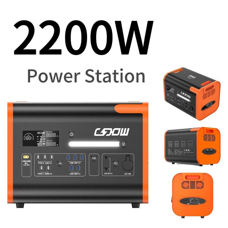 Pin dự phòng di động Nhà máy năng lượng mặt trời cho trại khẩn cấp 2200W 2000W 2500W
