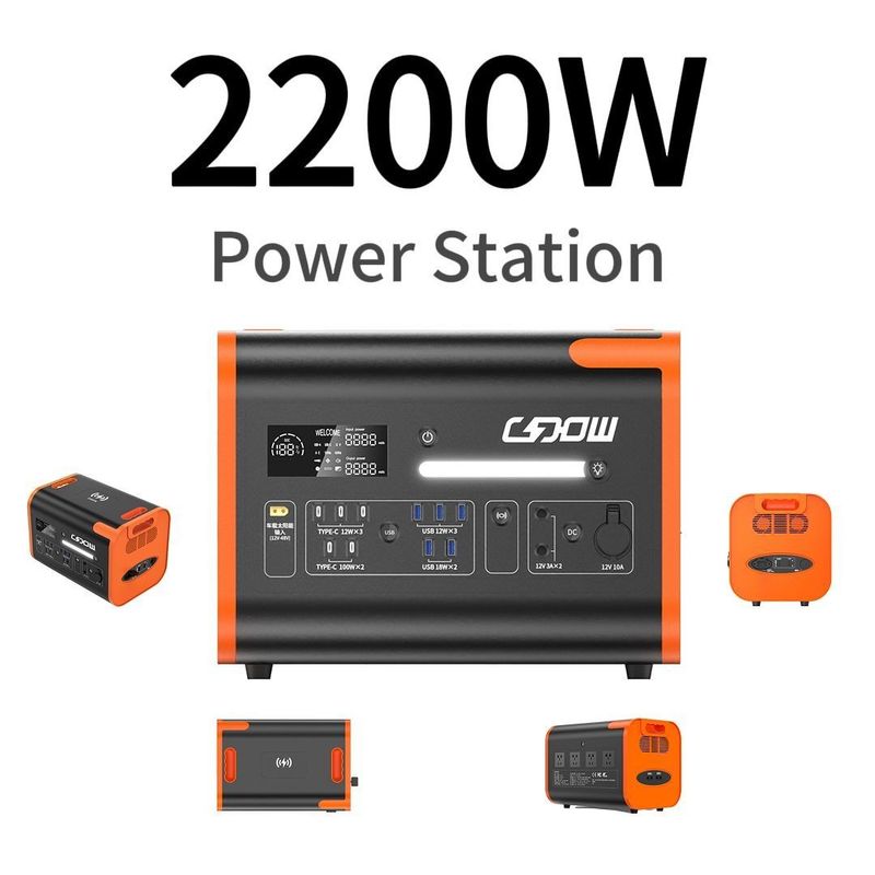 2200W 2000W 2500W Đường điện pin di động với sạc AC và đầu ra USB loại C