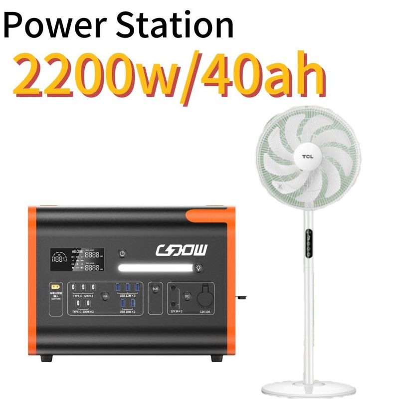 2048wh 2200W Động cơ điện năng lượng mặt trời lưu trữ năng lượng di động với Inverter sóng sinus tinh khiết