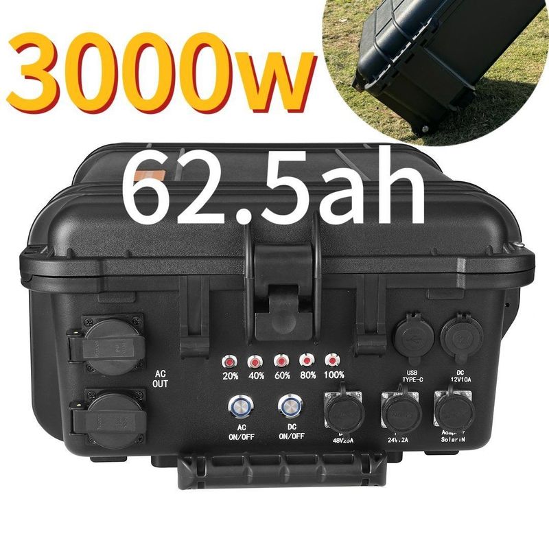 Sạc khẩn cấp ngoài trời 3000W 62.5ah Trạm điện di động với thời gian sạc 6-7h