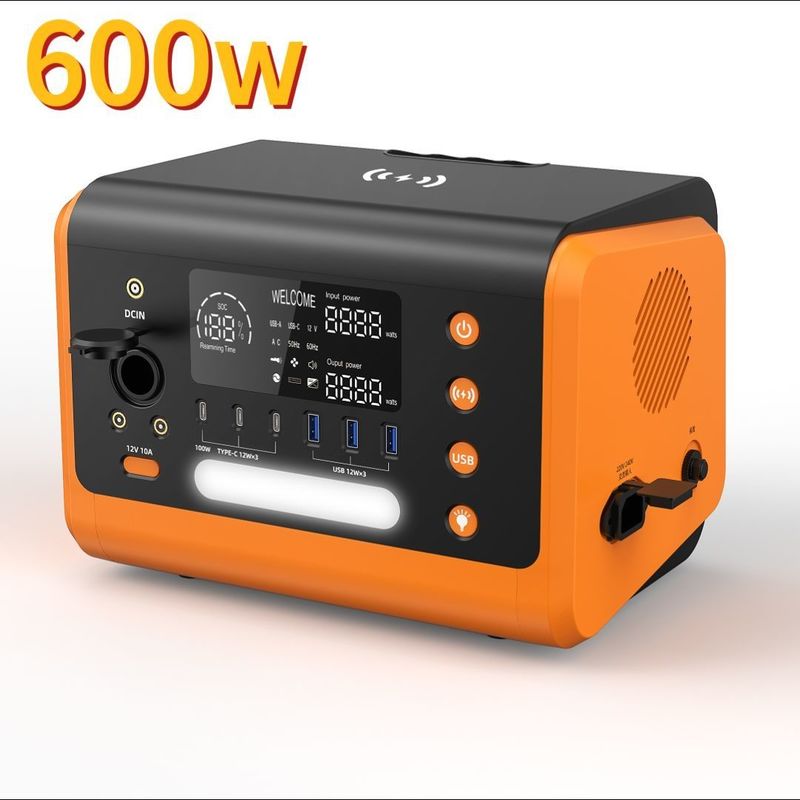 Lưu trữ dự phòng khẩn cấp Nhà máy điện ngoài trời di động 600W với sạc nhanh 1 giờ