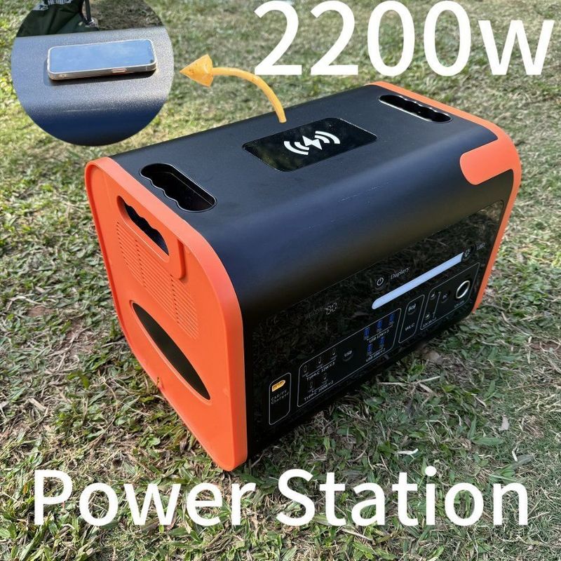 800W Sản xuất năng lượng mặt trời Đen và cam Cắm trại ngoài trời Trung tâm năng lượng di động 2kw Nhà máy điện