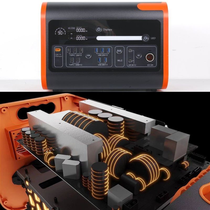 2200W40ah Sạc không dây Nhà máy điện năng lượng mặt trời lưu trữ năng lượng nóng màu cam với màu đen