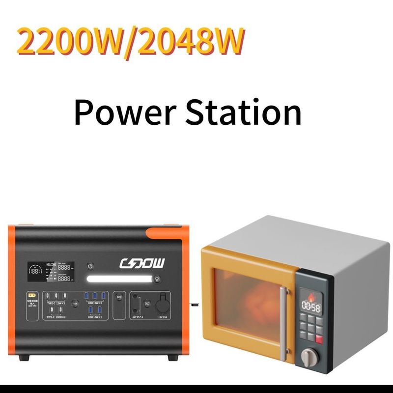 Trạm điện di động 1500W/2200W/3000W UPS với tất cả các ổ cắm đầu ra AC màu cam đen