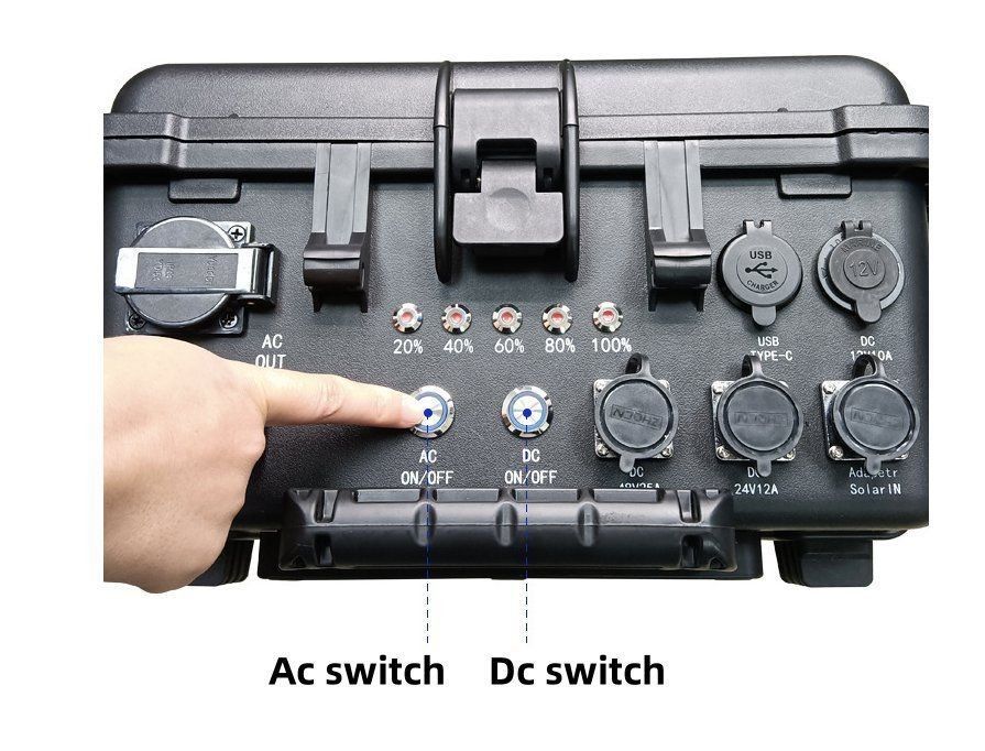 Nhà máy điện mặt trời cắm trại di động 3000W với bộ biến đổi sóng sinus tinh khiết LiFePO4 pin dự phòng