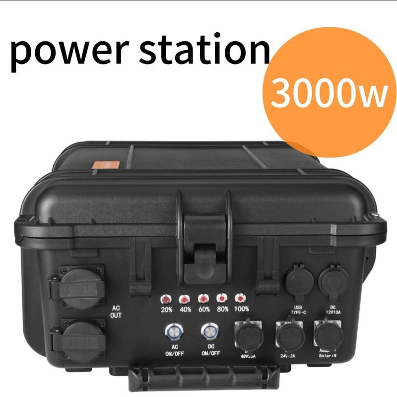 Đen đa chức năng 3000W 3000wh Nhà máy năng lượng mặt trời di động cho tình huống khẩn cấp ngoài trời
