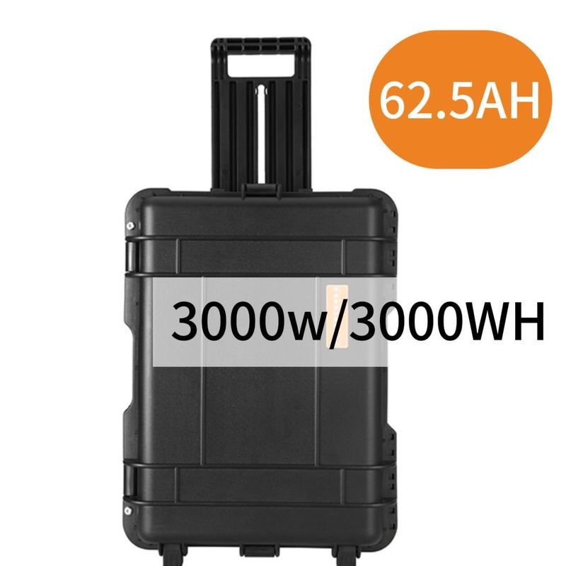 3000W/62.5ah Nhà máy điện di động chống cháy chống mòn màu đen với công suất cao