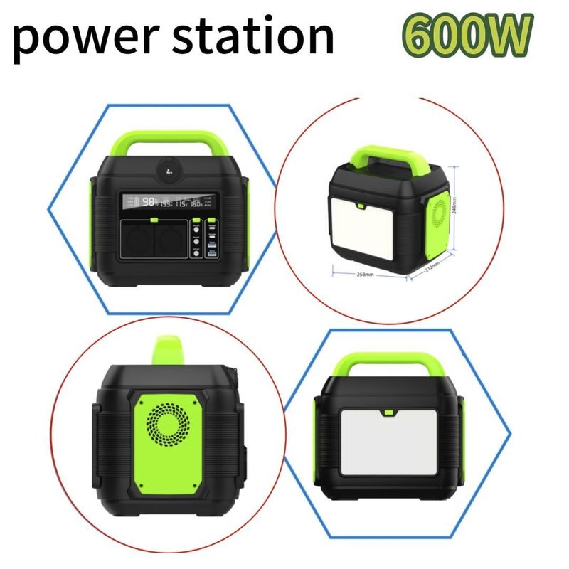 110V/220V hỗ trợ trạm điện di động với đầu ra 600W/1500W và đầu ra DC 12-13V 10A