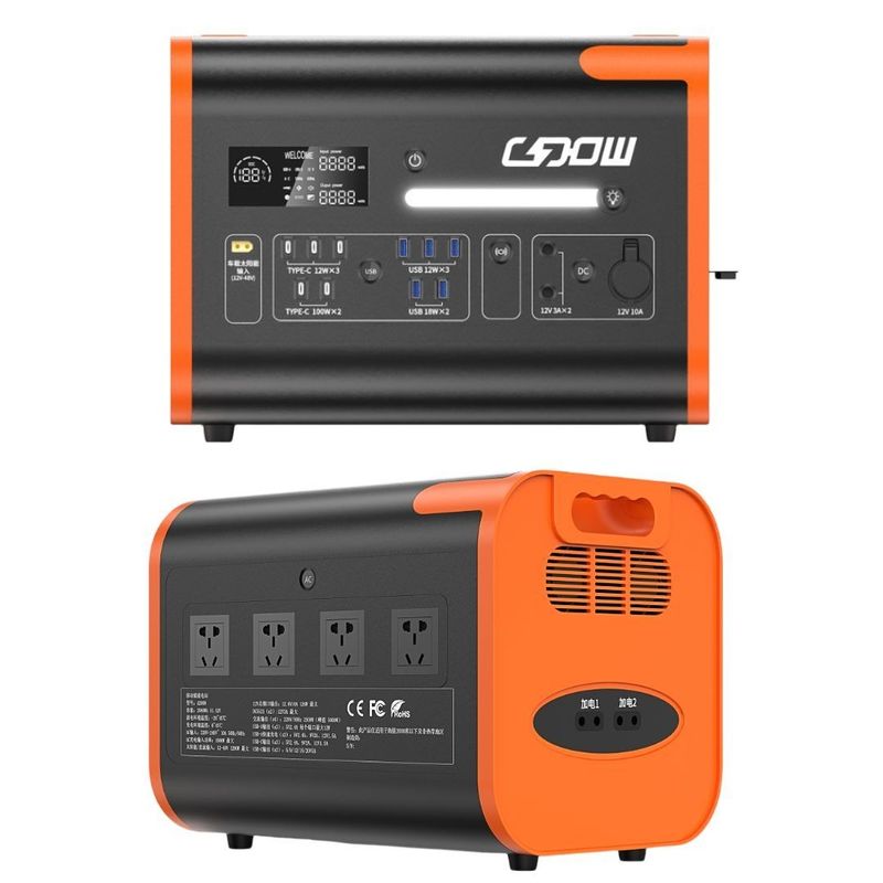 Màu cam Đen 2200W/2048wh AC Pure Sine Wave Năng lượng mặt trời Nhà máy điện cho cắm trại