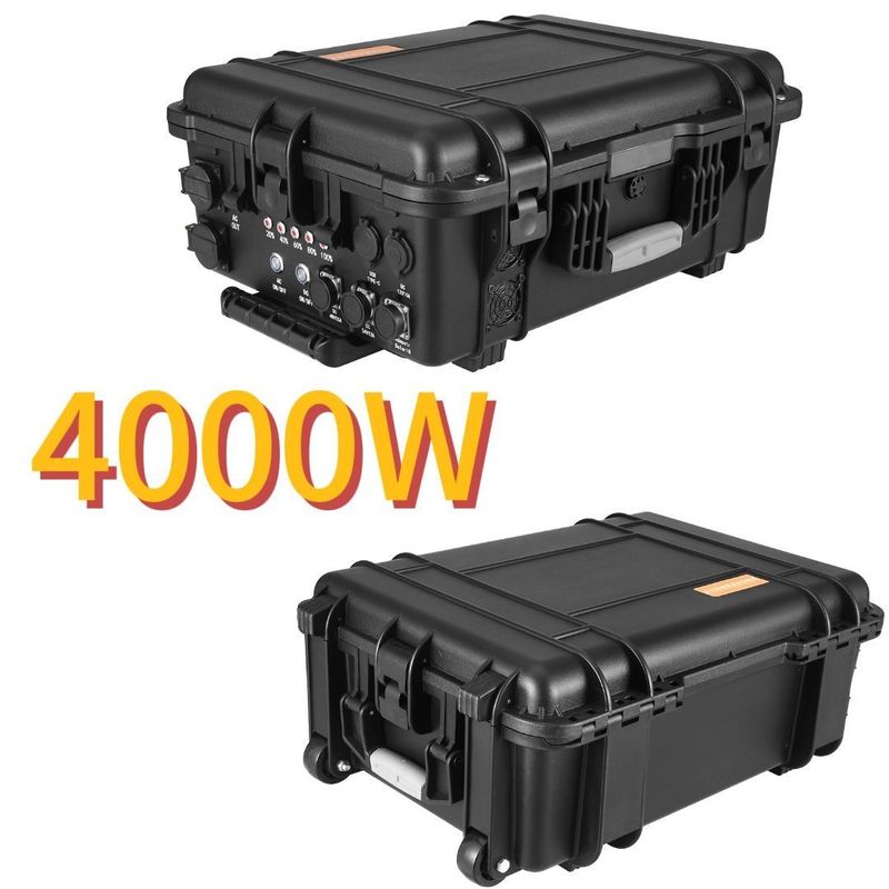 Black Drawbar Box ngoài trời chụp ảnh máy bay không người lái 4000W / 3840wh Trạm điện di động mạnh mẽ