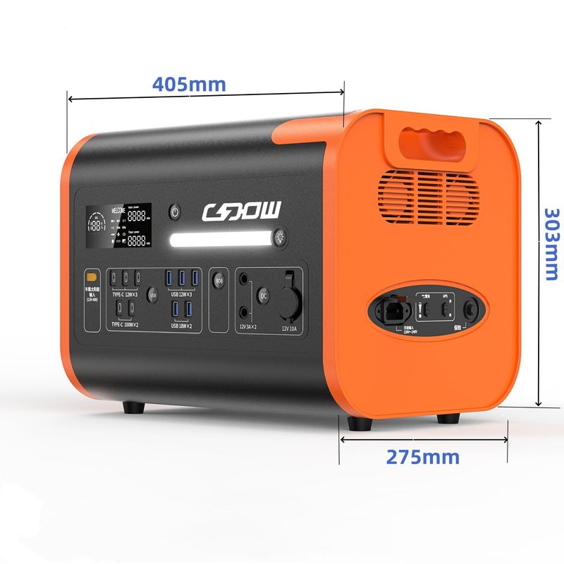Màu cam 300W Máy phát điện mặt trời di động cho cắm trại 40ah/2048wh Điện thoại di động máy tính xách tay