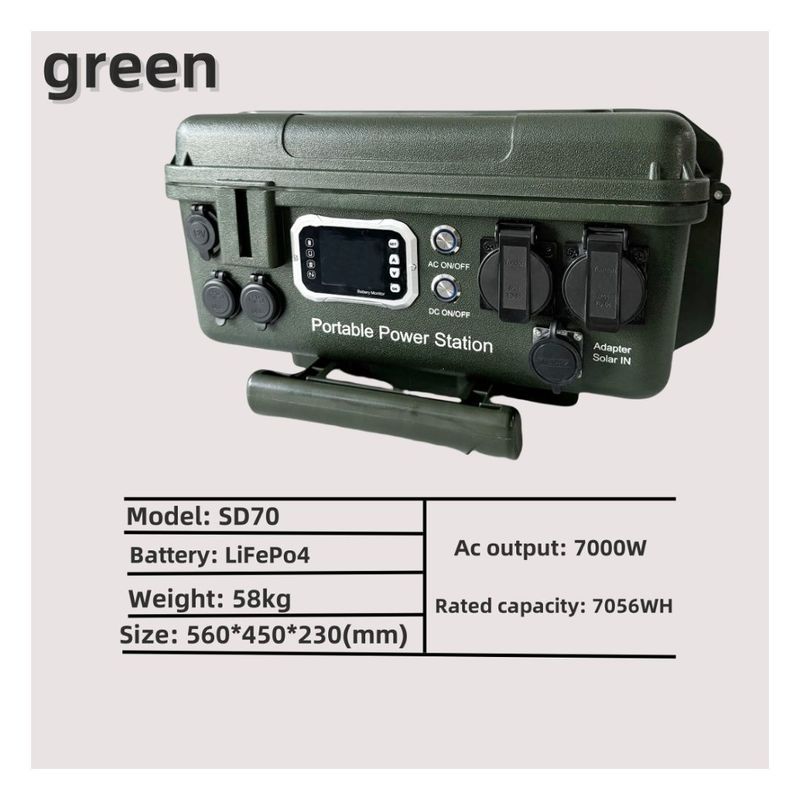 Điện ngâm đầu ra AC EU/Jp/Us/Za/UK/Au Nhà máy điện di động 7000W để sạc nhiều giai đoạn