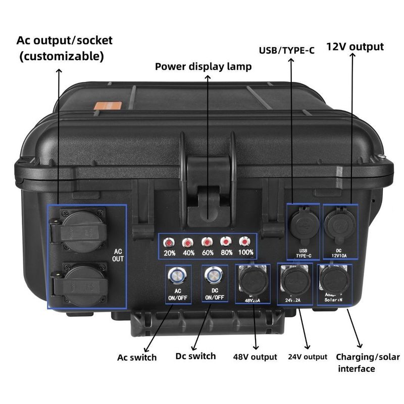 Máy phát điện năng lượng mặt trời 6000W di động cho nhà máy điện nhà RV ngoài trời AC Output 110V/220V
