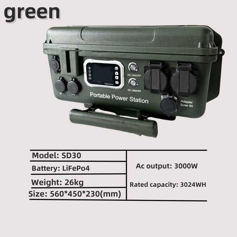 Công việc ngoài trời Cắm trại khẩn cấp 110V / 230V / 3000W Trạm điện với cổng AC / DC / USB