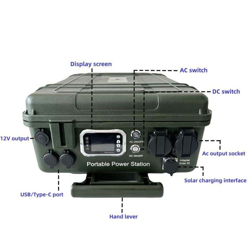 Thời gian sạc 8h-10h Điện tích sóng âm thanh tinh khiết 3000W Nhà máy điện di động công suất lớn